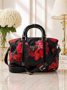 Authentic Prada Black Nylon Hand Bag LC339-022326